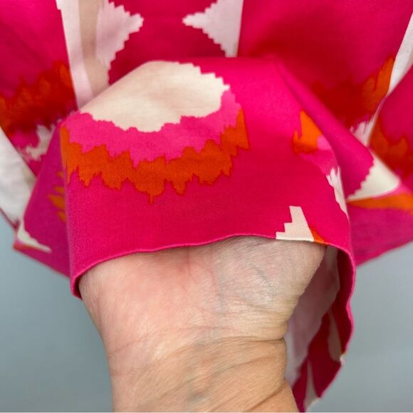 Boden Ikat Sheath Dress Pink White Orange Sleeveless V-Neck  Side Zip Sz 4 - Picture 5 of 16